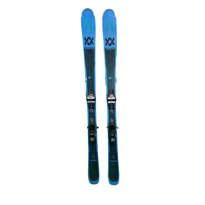 Völkl Kendo 88 skis with bindings, ready for the slopes.