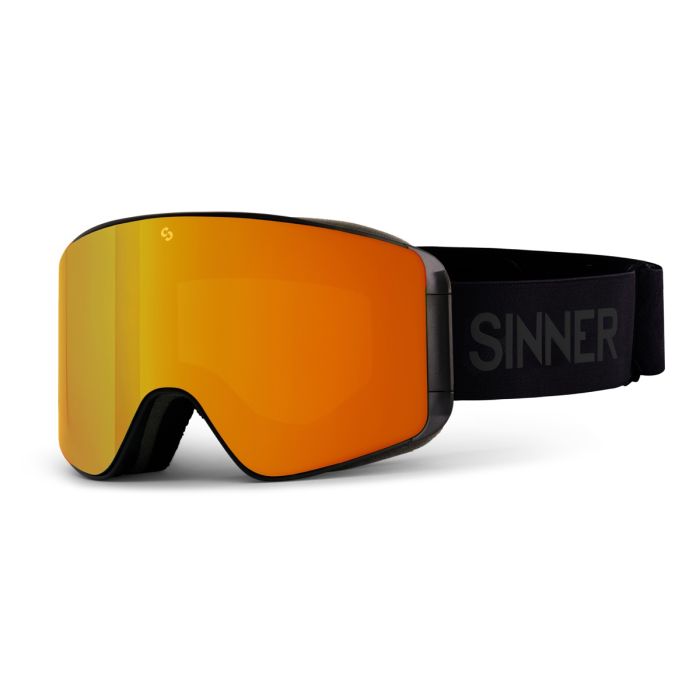 Sinner Aura goggle above the loose pink spare lens, with a badge noting the extra lens is included