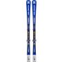 Salomon S-Race SL 12 skis with bindings, a vibrant blue and white design.