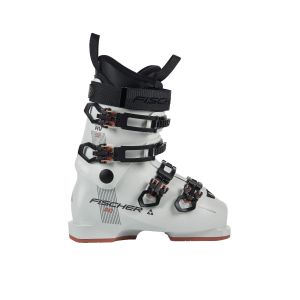 Fischer RC 85 Snow ski boot, black and white design.
